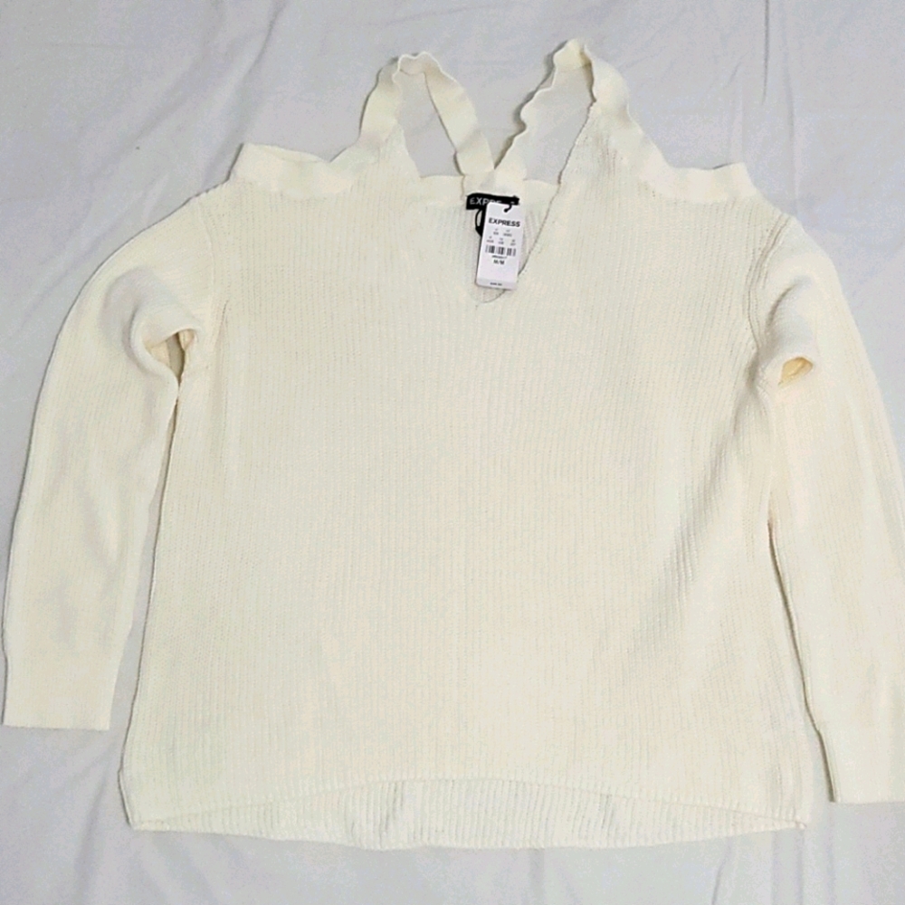 Express sweater off the shoulders off white